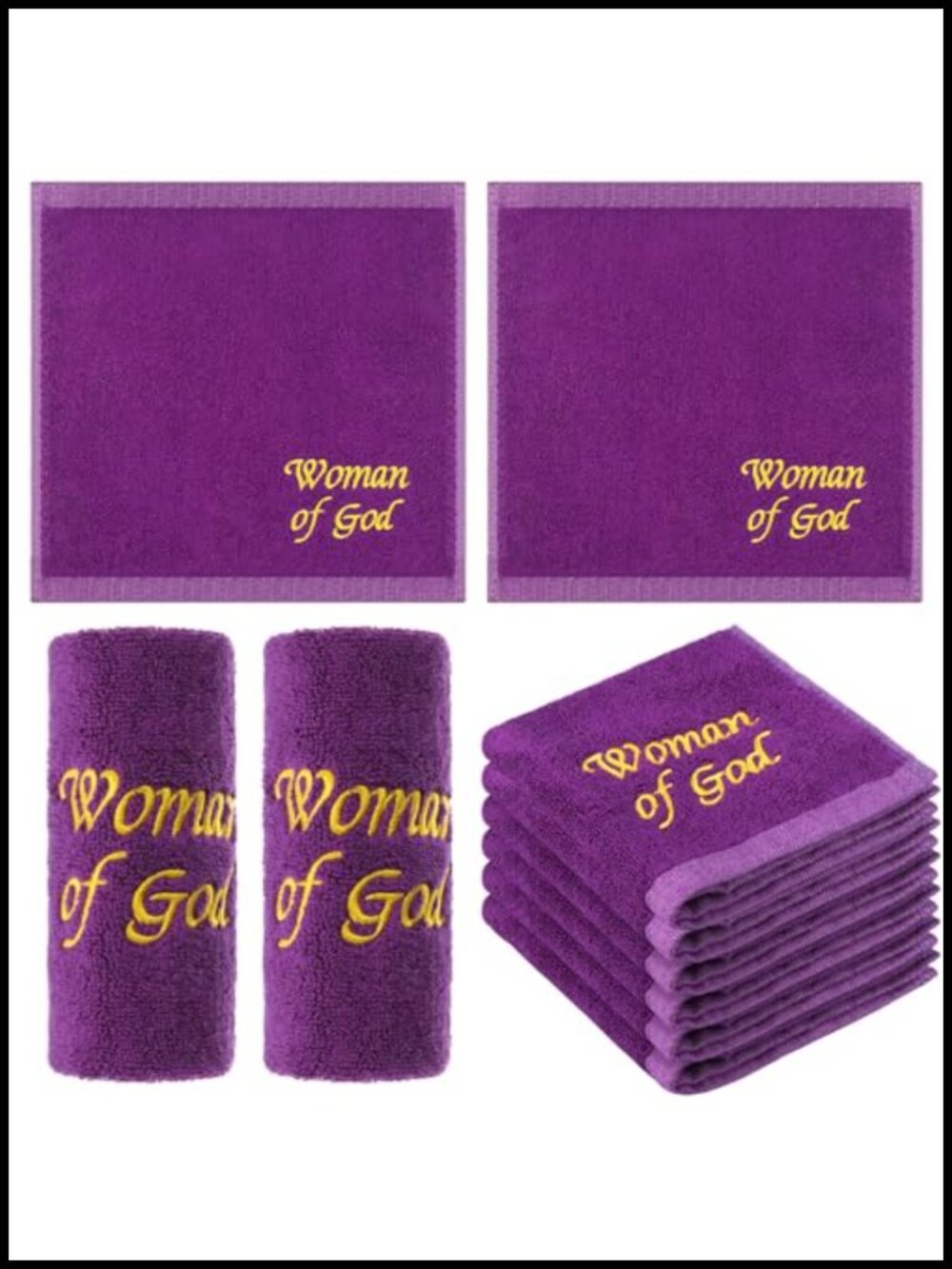 Set of 6 Cotton Embroidered Hand Towels Pastors Appreciation Gift